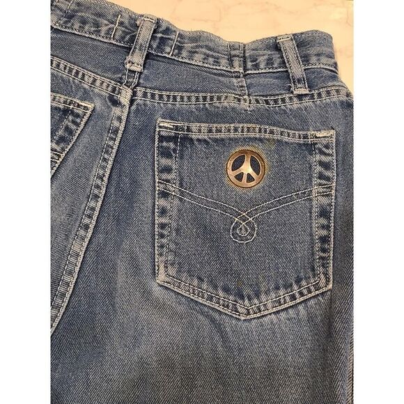 Moschino Jeans Blue Brass Peace Sign Button Fly Straight Leg 1990s | 29 ALTERED - Picture 9 of 11
